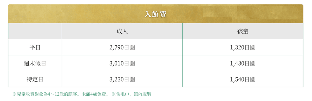 大阪空庭溫泉票價
