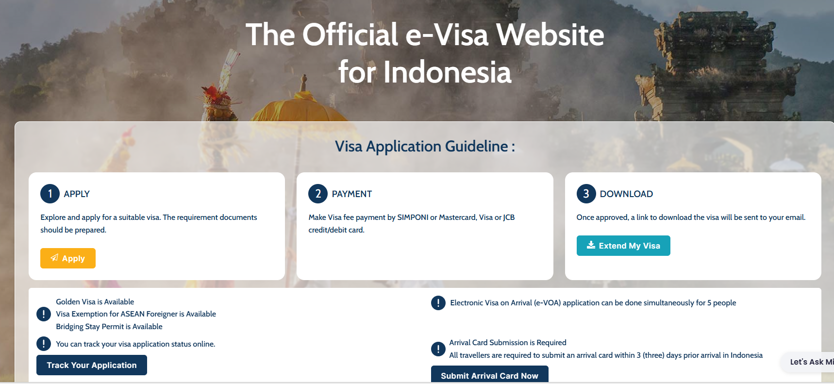 Bali visa application steps